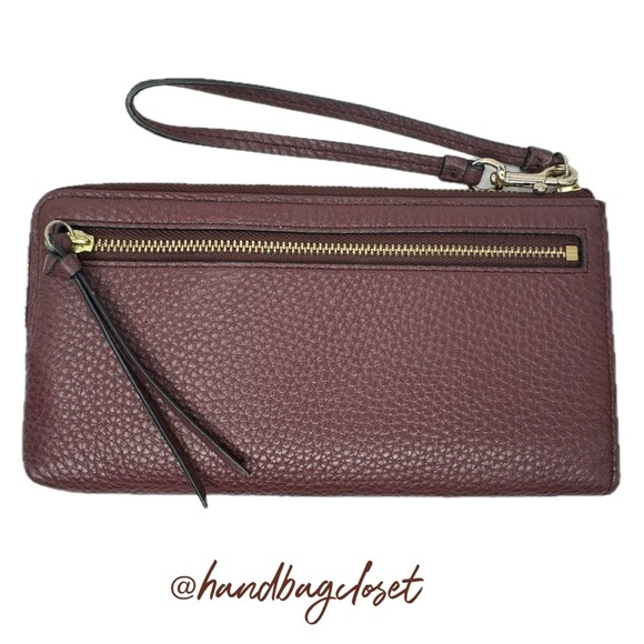 Coach Burgundy Oxblood Grain Leather Wristlet Wallet - Picture 7 of 12